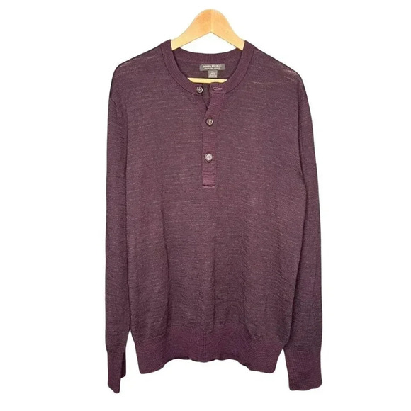 Banana Republic Other - BANANA REPUBLIC Extra Fine Merino Wool Quarter Button Up Pullover Sweater sz XL